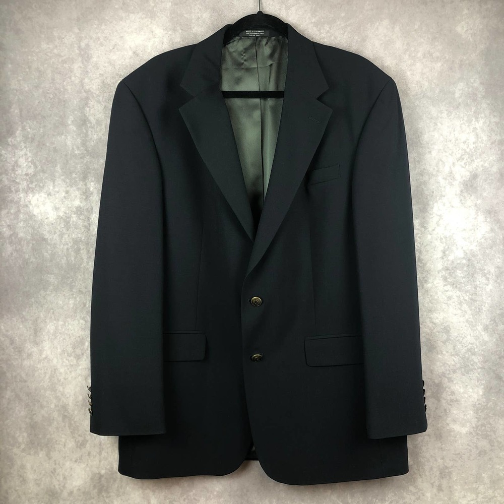 Oscar De La Renta Mens Blazer Sport Jacket‎ Coat 42R Navy Blue Wool